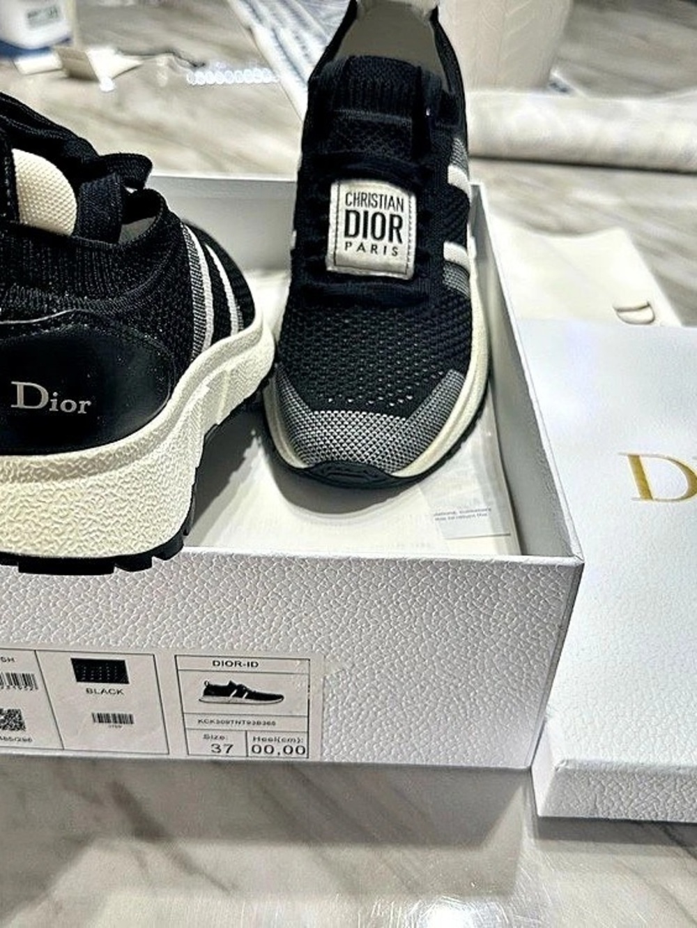 Christian Dior B27 Black & White Sneakers EU 37/ US 7 - Picture 4 of 6